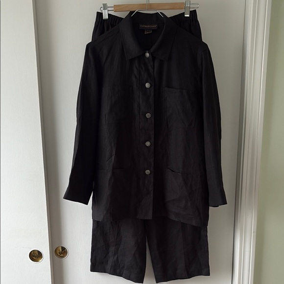 Classiques Entier Black Linen Blazer+Pants Set M/L - Picture 1 of 14
